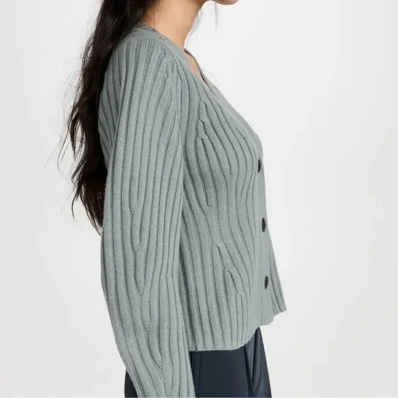 🆕 Vince Poet Sleeve Wool & Cashmere-blend Cardigan in Mineral Sea